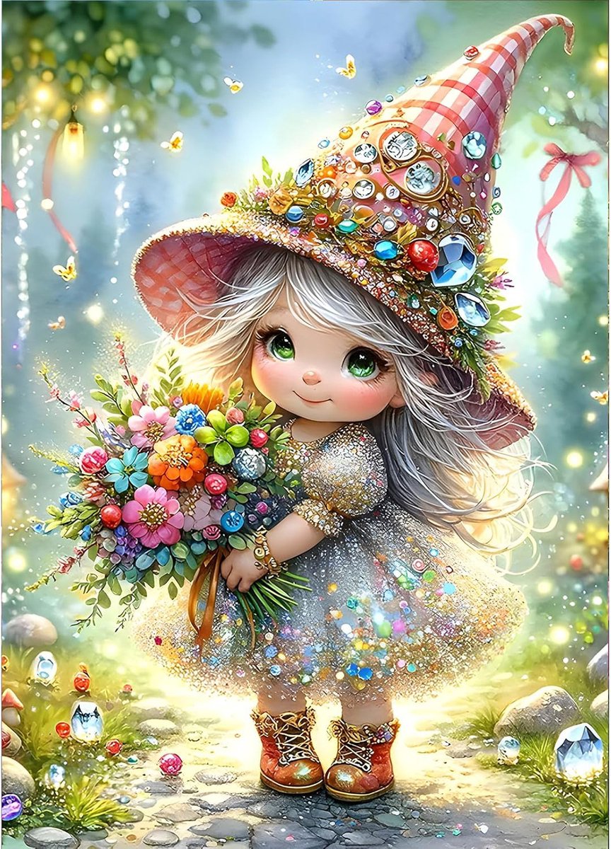 5D DIY Elf Girl Diamond Painting Kit - Volledige Ronde Boor 30 cm voor Volwassenen en Thuisdecoratie